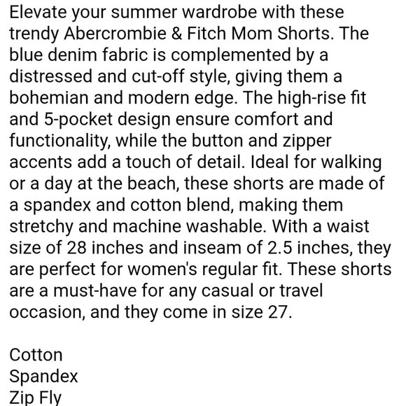 ABERCROMBIE & FITCH ( 6 ) Light Denim Mom Shorts High Rise Curve Love - Picture 7 of 7